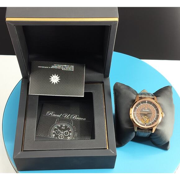 Raoul U. Braun 45mm Mechanical Tourbillon Leather Strap Watch RUB05-T63 - Picture 5 of 16